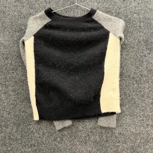Charter Club Cashmere Sweater Womens Small Black Ivory Gray Colorblock Knit